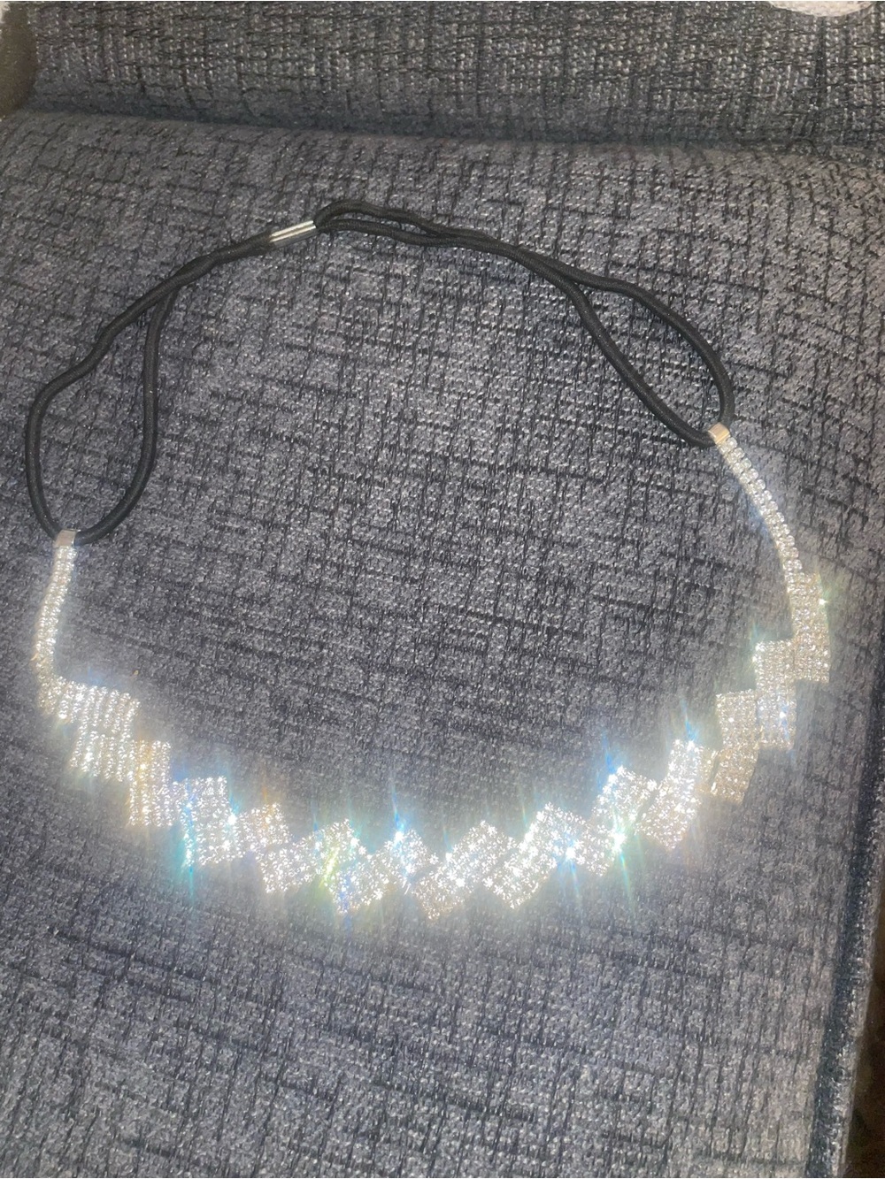Sparkling Crystal Chevron Headband - Silver